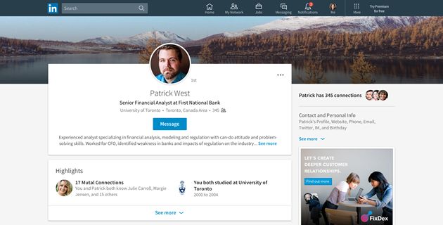 LinkedIn Profile Example